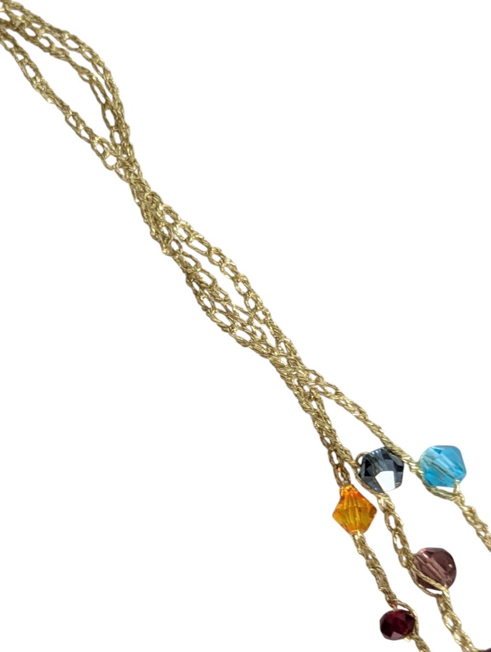 Multi Strand Gold Necklace With Bead Accents - Picture 4 of 5